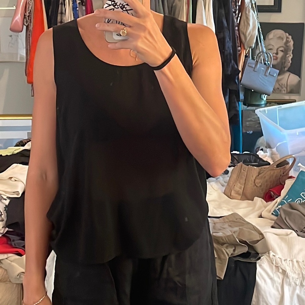 Black open back tank top